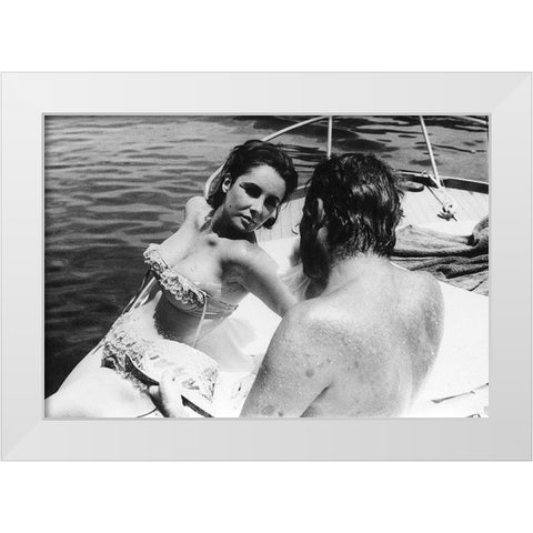 Elizabeth Taylor White Modern Wood Framed Art Print by Hollywood Photo Archive