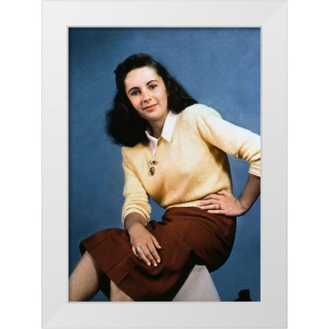 Elizabeth Taylor White Modern Wood Framed Art Print by Hollywood Photo Archive