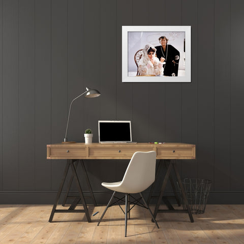 Elizabeth Taylor and Richard Burton in Boom White Modern Wood Framed Art Print by Hollywood Photo Archive