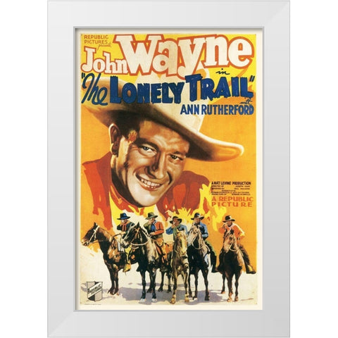 The Lonely Trail with John Wayne and Ann Rutherford White Modern Wood Framed Art Print by Hollywood Photo Archive