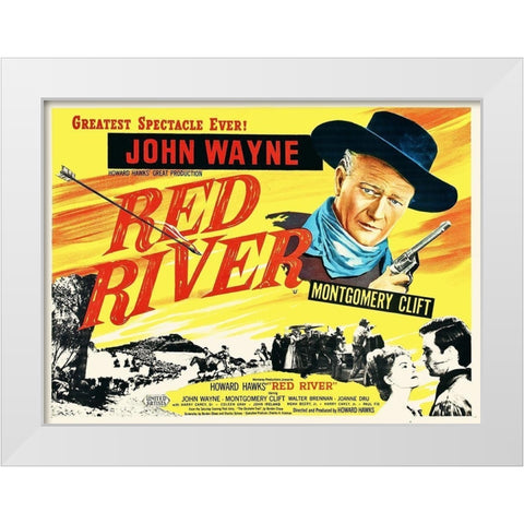 Red River - John Wayne and Montgomery Clift White Modern Wood Framed Art Print by Hollywood Photo Archive