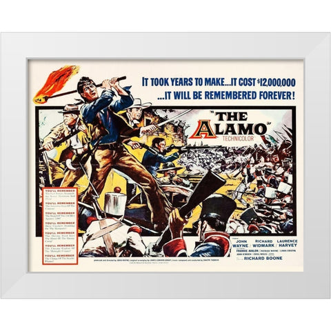 The Alamo - John Wayne White Modern Wood Framed Art Print by Hollywood Photo Archive
