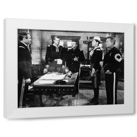 John Wayne - Fort Apache White Modern Wood Framed Art Print by Hollywood Photo Archive