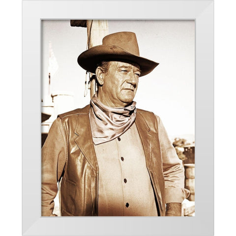 John Wayne White Modern Wood Framed Art Print by Hollywood Photo Archive