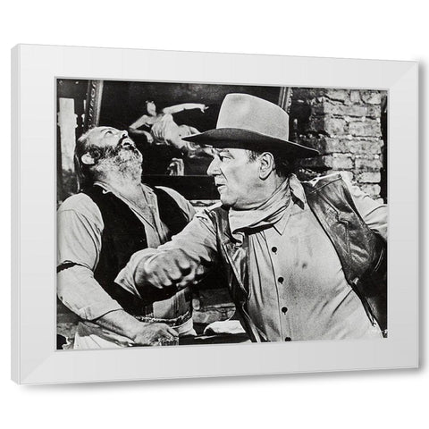 John Wayne White Modern Wood Framed Art Print by Hollywood Photo Archive