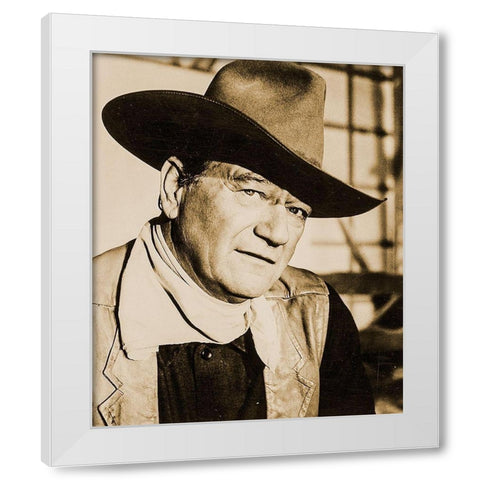 John Wayne White Modern Wood Framed Art Print by Hollywood Photo Archive