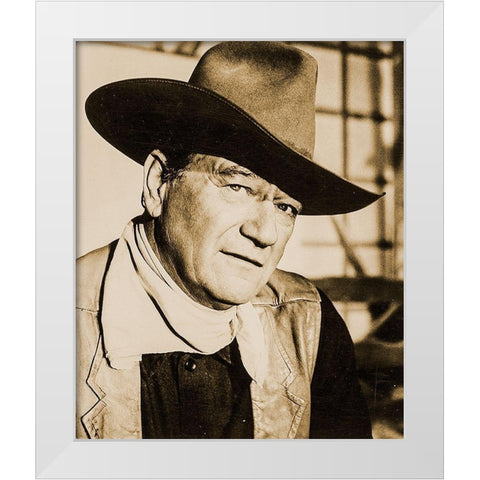 John Wayne White Modern Wood Framed Art Print by Hollywood Photo Archive