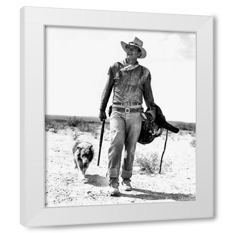 John Wayne White Modern Wood Framed Art Print by Hollywood Photo Archive
