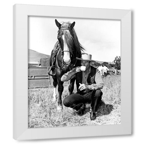 John Wayne White Modern Wood Framed Art Print by Hollywood Photo Archive