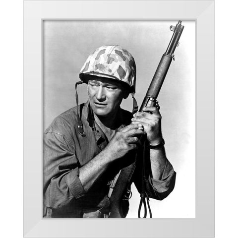Sands of Iwo Jima - John Wayne White Modern Wood Framed Art Print by Hollywood Photo Archive