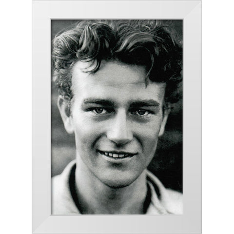 Young John Wayne White Modern Wood Framed Art Print by Hollywood Photo Archive
