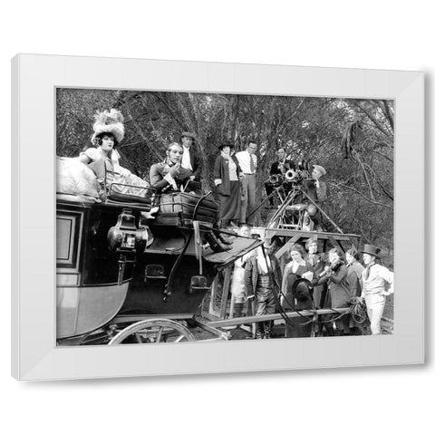 Rudolph Valentino behind the scenes in Beyond the Rocks White Modern Wood Framed Art Print by Hollywood Photo Archive
