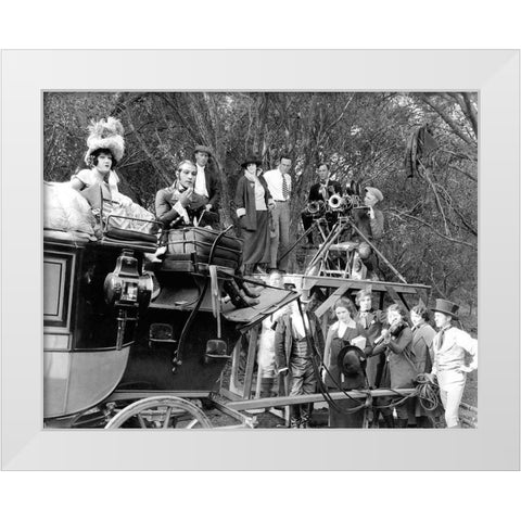 Rudolph Valentino behind the scenes in Beyond the Rocks White Modern Wood Framed Art Print by Hollywood Photo Archive