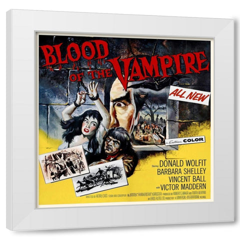 Blood of the Vampire White Modern Wood Framed Art Print by Hollywood Photo Archive