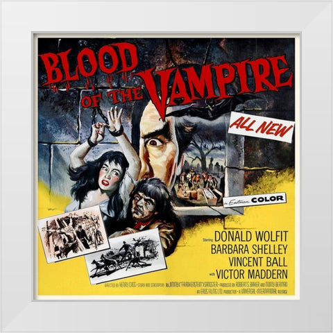 Blood of the Vampire White Modern Wood Framed Art Print by Hollywood Photo Archive
