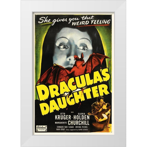 Draculas Daughter White Modern Wood Framed Art Print by Hollywood Photo Archive