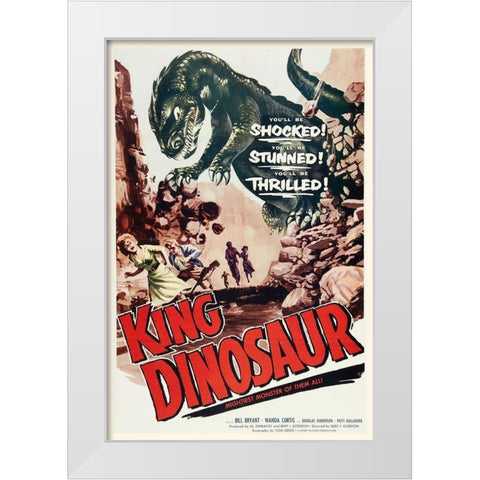 King Dinosaur White Modern Wood Framed Art Print by Hollywood Photo Archive