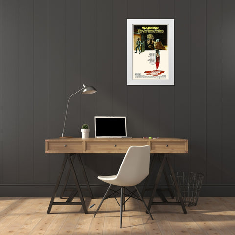 Knife For The Ladies White Modern Wood Framed Art Print by Hollywood Photo Archive