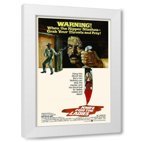 Knife For The Ladies White Modern Wood Framed Art Print by Hollywood Photo Archive