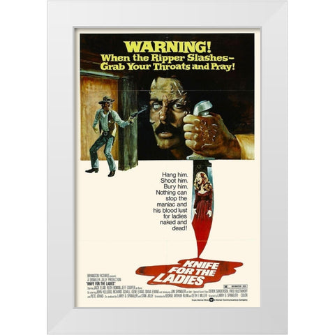 Knife For The Ladies White Modern Wood Framed Art Print by Hollywood Photo Archive