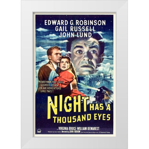 Night has a Thousand Eyes White Modern Wood Framed Art Print by Hollywood Photo Archive