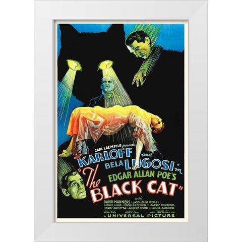 The Black Cat White Modern Wood Framed Art Print by Hollywood Photo Archive