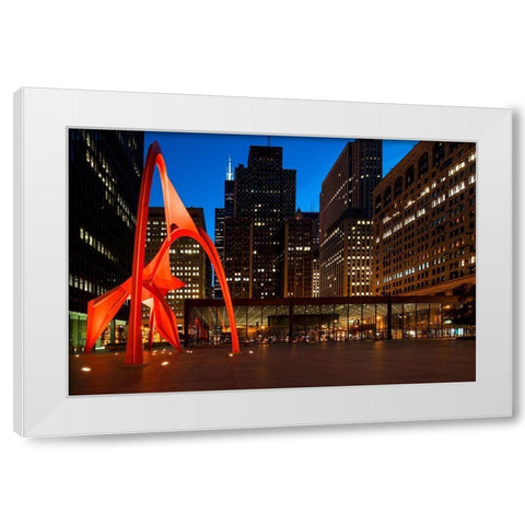 Night view of Chicago Federal Center Chicago Illinois White Modern Wood Framed Art Print by Highsmith, Carol