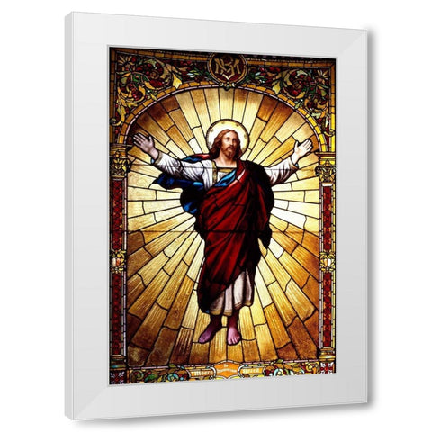 Stained-glass window at the Neptune Society Columbarium San Francisco California White Modern Wood Framed Art Print by Highsmith, Carol