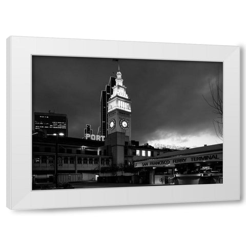 Ferry Building at night San Francisco California White Modern Wood Framed Art Print by Highsmith, Carol