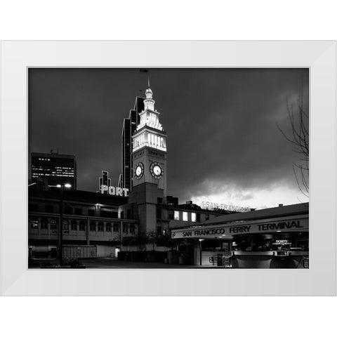Ferry Building at night San Francisco California White Modern Wood Framed Art Print by Highsmith, Carol
