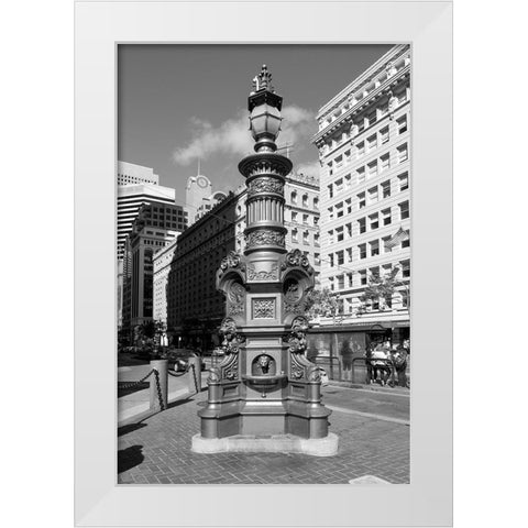Lottas Fountain in San Francisco California White Modern Wood Framed Art Print by Highsmith, Carol