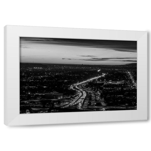 Looking north over the U.S. 101 (Hollywood) Freeway Los Angeles California White Modern Wood Framed Art Print by Highsmith, Carol