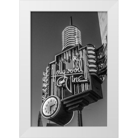 A neon sign from Hollywood and Vine Los Angeles California White Modern Wood Framed Art Print by Highsmith, Carol