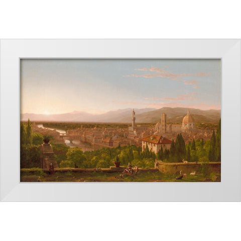 View of Florence White Modern Wood Framed Art Print by Cole, Thomas