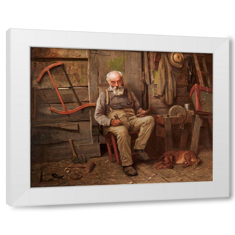 Boat Builder White Modern Wood Framed Art Print by Brown, John Geogre