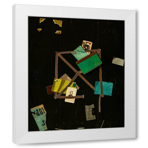 Card Rack with a Jack of Hearts White Modern Wood Framed Art Print by Peto, John F.