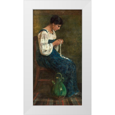 Capri Lace Maker White Modern Wood Framed Art Print by Butler, George B.