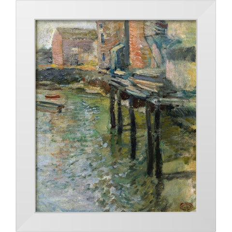 Deserted Wharf The Old Mill at Cos Cob White Modern Wood Framed Art Print by Twachtman, John Henry