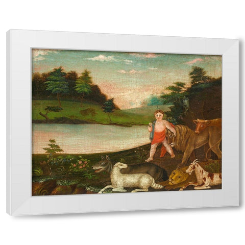 The Peaceable Kingdom White Modern Wood Framed Art Print by Hicks, Edward
