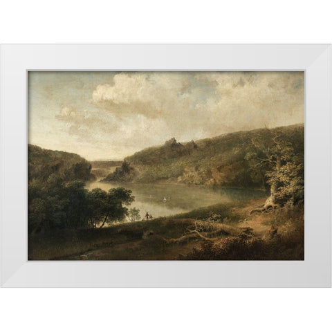 View of a Lake White Modern Wood Framed Art Print by Doughty, Thomas