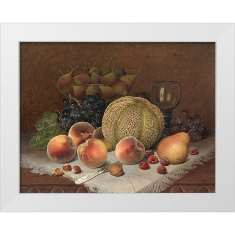 Still Life with Cantaloupe White Modern Wood Framed Art Print by Brown, William Mason