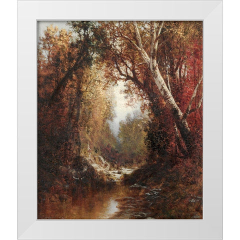 Autumn Scene in the Adirondacks White Modern Wood Framed Art Print by Hart, William