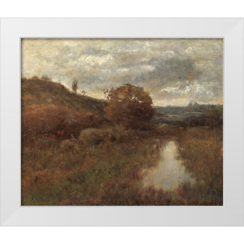 Autumn Landscape and Pool White Modern Wood Framed Art Print by Wyant, Alexander H.