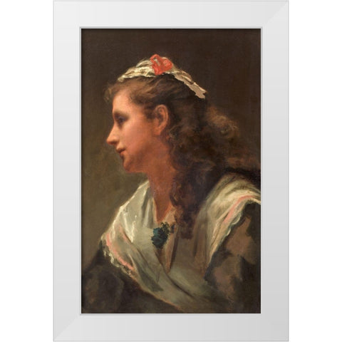 His First Model Miss Russell White Modern Wood Framed Art Print by Hunt, William Morris