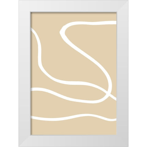 Beige Lines 01 White Modern Wood Framed Art Print by Uppsala Studio