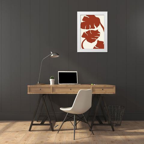 Monstera Brown White Modern Wood Framed Art Print by Uppsala Studio
