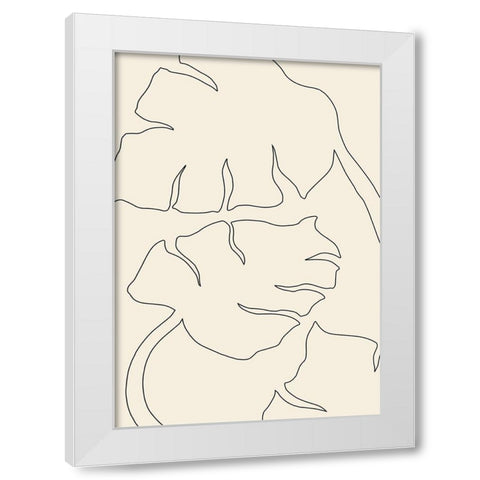 Monstera Outline White Modern Wood Framed Art Print by Uppsala Studio