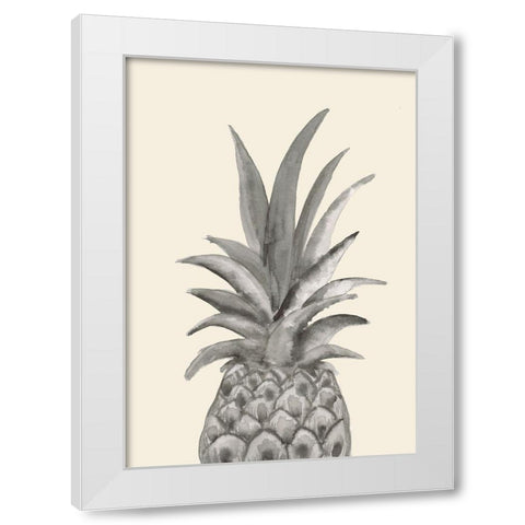 Ink Pineapple White Modern Wood Framed Art Print by Uppsala Studio