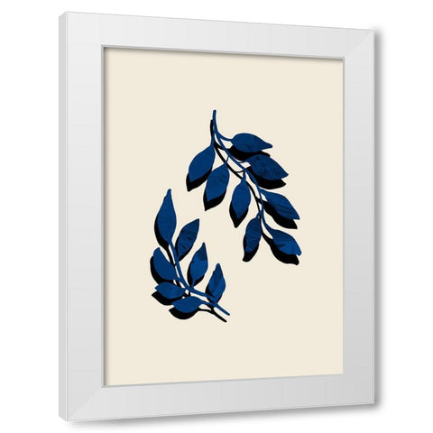 Blue Twig Brush White Modern Wood Framed Art Print by Uppsala Studio