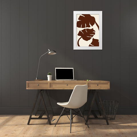 Monstera Canvas Brown White Modern Wood Framed Art Print by Uppsala Studio